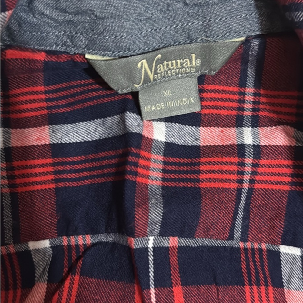 Natural Reflections Navy and Red Plaid Shirt